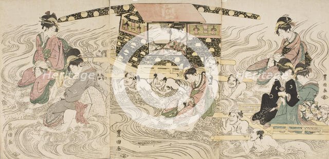 Women Crossing the Oi River, c1800. Creator: Utagawa Toyokuni I.