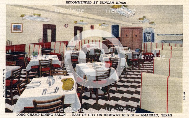 Long Champ Dining Salon, Amarillo, Texas, USA, 1948. Artist: Unknown