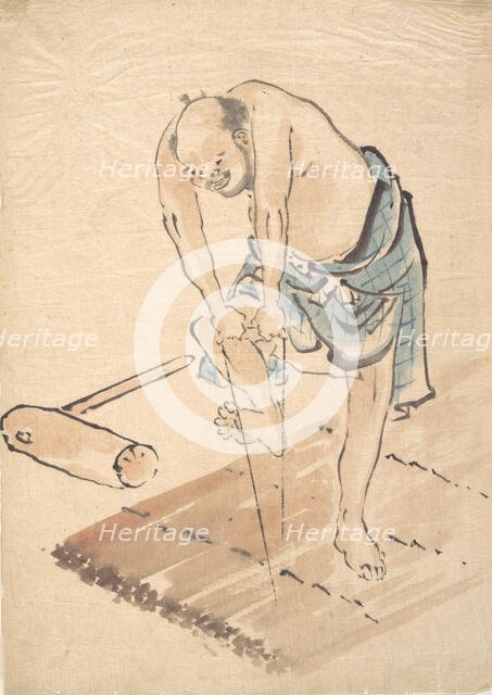 Man on a Raft. Creator: Hokusai.