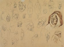 Studies of Arab Heads and Figures, after 1832. Creator: Eugene Delacroix.