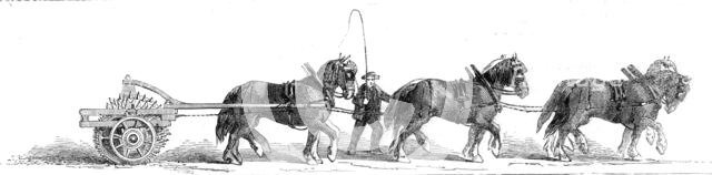 Braby's machine for breaking-up roads and scarifying or tilling land, 1861. Creator: Unknown.