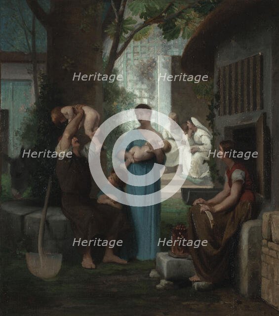 Esquisse pour la salle des mariages la mairie du 7ème arrondissement : La demande..., 1876. Creator: Emile Levy.