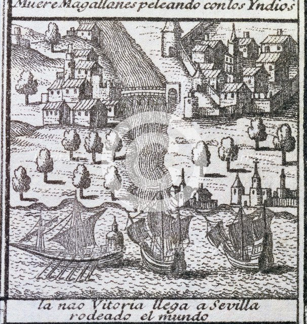 The ship Victoria on arrival to Seville in 1522, it was one of the five ships of Magellan's exped…