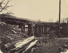 Winter Scene with Trestle Bridge Along the Atlantic & Great Western Railway, 1862-64. Creator: James Fitzallen Ryder.