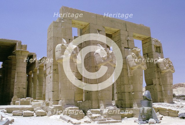 Osiride statues in front of the Ramesseum, Luxor (Thebes), Egypt. Artist: Tony Evans