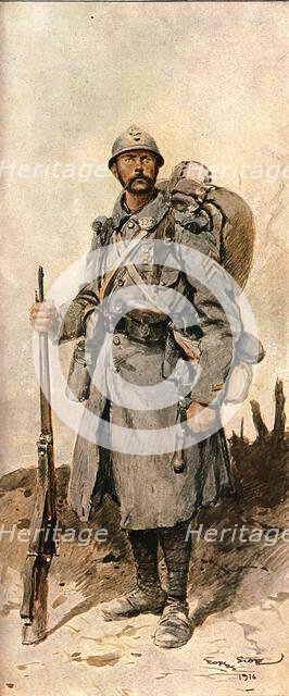 'Les transformations du fantassin Francais pendant la guerre', 1916. Creator: Georges Bertin Scott.