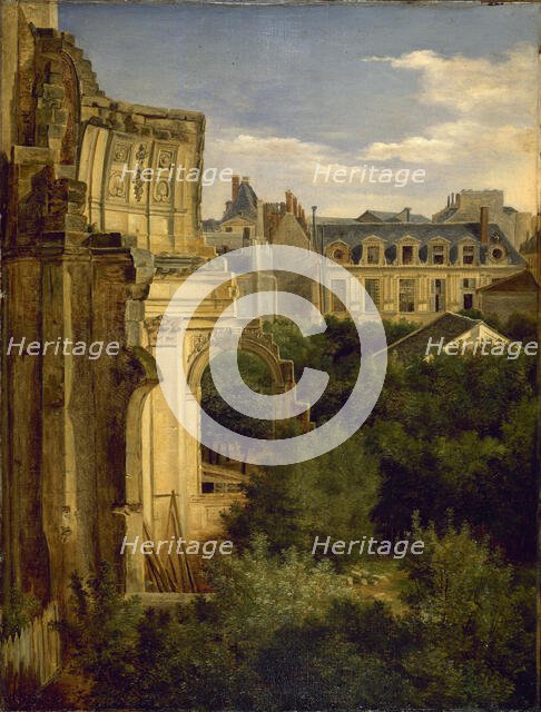 Ruins of Saint-Louis-du-Louvre church and Longueville mansion, c1833. Creator: Lina Jaunez.