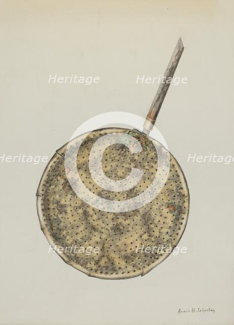 Brass Sugar Skimmer, c. 1938. Creator: Annie B Johnston.