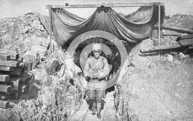 The King of Italy in France; The king leaving the observation post at Souville; ...1917 Creator: Unknown.