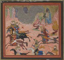 Bazur, the Magician, Raises up Darkness and a Storm, Folio from a Shahnama..., ca. 1430-40. Creator: Unknown.