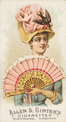 Plate 27, from the Fans of the Period series (N7) for Allen & Ginter Cigarettes Brands, 1889. Creator: Allen & Ginter.