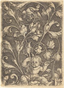 Scroll Ornament with Seated Child, 1532. Creator: Heinrich Aldegrever.