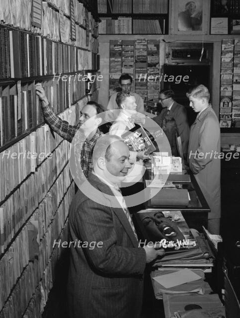 Portrait of Herbie Hill, Lou Blum, and Jack Crystal, Commodore Record Shop, N.Y., ca. Aug. 1947. Creator: William Paul Gottlieb.