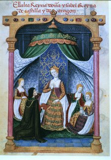 Elizabeth I 'The Catholic' (145 -1504), Queen of Castile, in miniature 'Prayer of Queen Juana la …