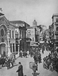 'Street vista in Galata from end of bridge, Constantinople', 1913. Artist: Unknown.