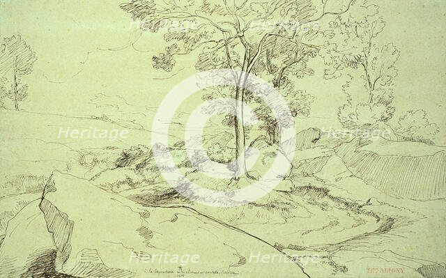 View of the Serpentara Between Olivano and Civitella, 1825. Creator: Theodore Caruelle d'Aligny.