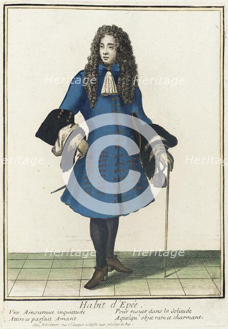 Recueil des modes de la cour de France, 'Habit d'Epée', between c1680 and c1690. Creator: Nicolas Bonnart.