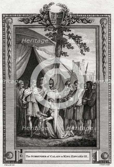 'The Surrender of Calais to King Edward III', 1347, (1776). Artist: I Hall