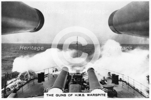 The guns of the battleship HMS 'Warspite', 1937. Artist: Unknown