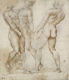Three nude bearers (Study for the Entombment), early 16th century. Artist: Raphael.