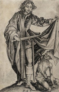 St. Martin Dividing His Cloak (image 1 of 2), c1480. Creator: Martin Schongauer.