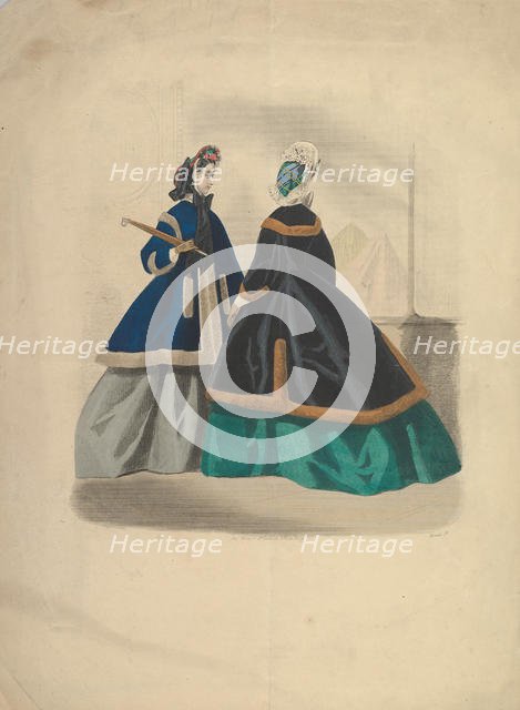Two Women Wearing Coats, 1863-64. Creator: Unknown.