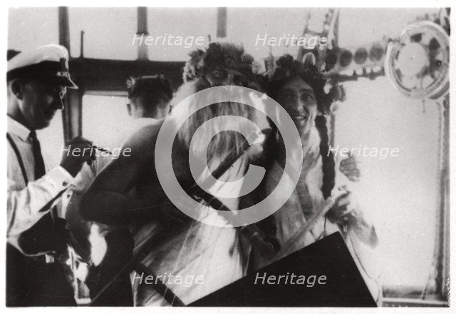 Ceremony celebrating the crossing of the equator on board the airship 'Graf Zeppelin', 1930 (1933). Artist: Unknown