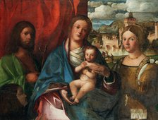 The Virgin and Child with Saints John the Baptist,Catherine of Alexandria and Donator,Early16th cen. Creator: Buonconsiglio (Il Marescalco), Giovanni (c. 1465-1535/37).