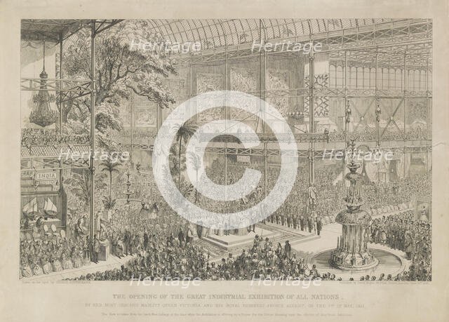 Opening of the Great Industrial Exhibition of all nations, by her most gracious majesty..., 1851. Creator: Cruikshank, George (1792-1878).