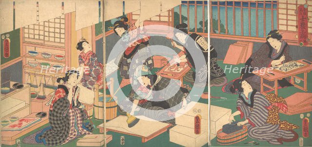 Artisans, from the series "An Up-to-Date Parody of the Four Classes", 19th century., 19th century. Creator: Utagawa Kunisada.