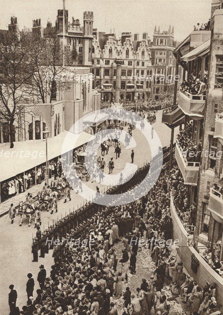 'The State Coach leaves Westminster Abbey after the coronation of King George VI', 1937. Artist: Unknown.