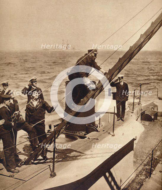 King George V afloat with his Navy, c1910s (1935). Artist: Unknown.