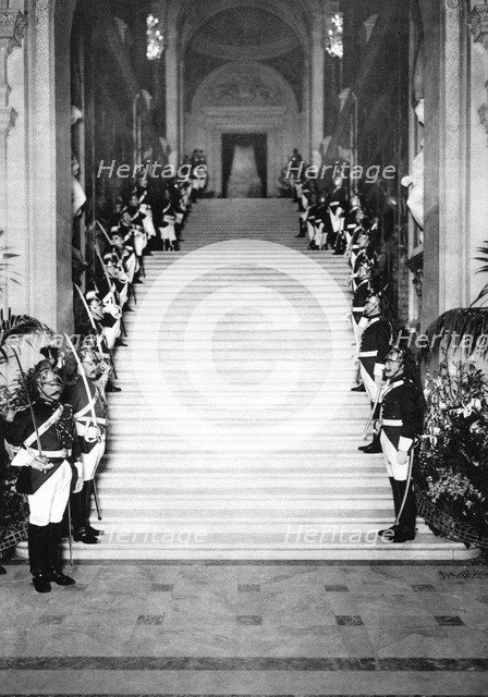Republican guards at a reception, Town Hall, Paris, 1931.Artist: Ernest Flammarion