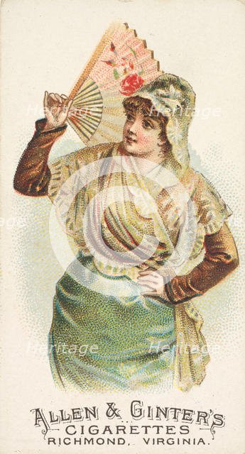 Plate 22, from the Fans of the Period series (N7) for Allen & Ginter Cigarettes Brands, 1889. Creator: Allen & Ginter.