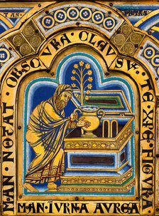 The Verdun Altar: Aaron puts a golden jar with manna into the Ark of the Covenant, 1181. Creator: Nicholas of Verdun (ca 1130/40-after 1205).