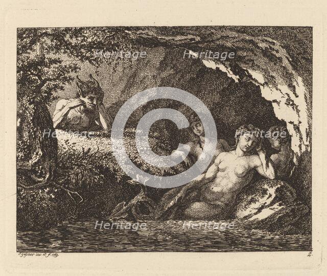 Three Sleeping Sprites with a Satyr, 1769. Creator: Salomon Gessner.
