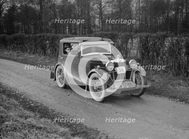 MG M Type of AS Curtis competing in the MG Car Club Trial, 1931. Artist: Bill Brunell.