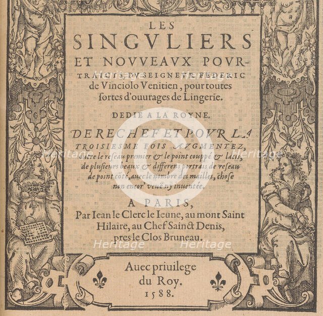 Les Singuliers et Nouveaux Portraicts... page 41 (recto), 1588. Creator: Federico de Vinciolo.