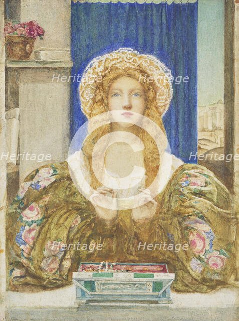 A young woman opening a jewel casket. Creator: Macallan Swan, Alice (1864-1939).