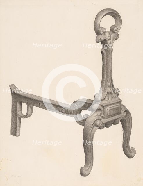 Andiron (one of pair), c. 1940. Creator: Milton Grubstein.