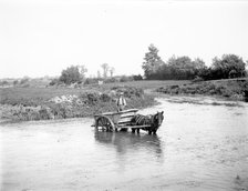 A man and a horsecart in the middle of the river,  Duxford, Hinton Waldrist, Oxfordshire, 1880 Artist: Henry Taunt