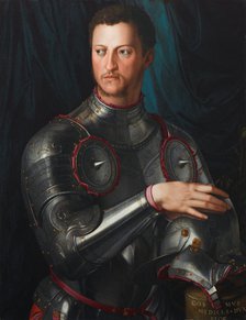 Portrait of Grand Duke of Tuscany Cosimo I de' Medici (1519-1574) in armour, ca 1545. Artist: Bronzino, Agnolo (1503-1572)