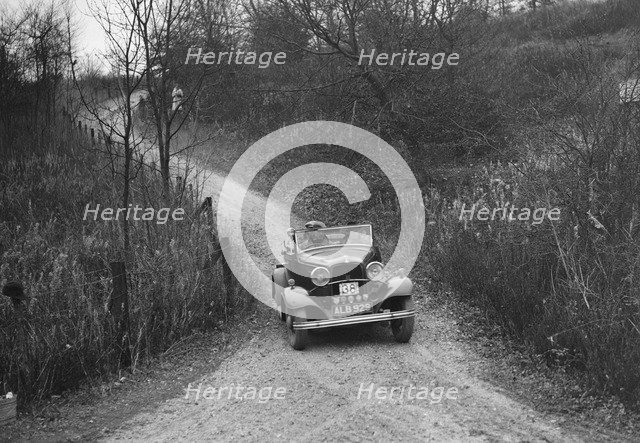 Ford V8 competing in the Great West Motor Club Thatcher Trophy, 1938. Artist: Bill Brunell.