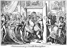 'Inconvenience of a Crowded Drawing Room', 1818.Artist: George Cruikshank