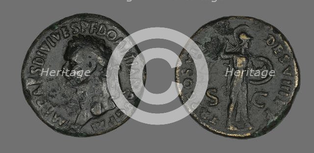 Sestertius (Coin) Portraying Emperor Domitian, 81. Creator: Unknown.