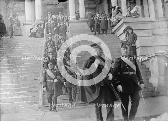 New Year's Reception At White House - General Miles, Left, And Gen. Wood, Right Front..., 1910. Creator: Harris & Ewing.
