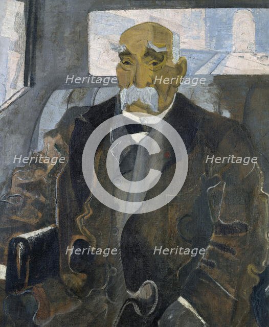 Georges Clemenceau (1841-1929), seated in a car going down the Champs-Élysées, c1920. Creator: Unknown.