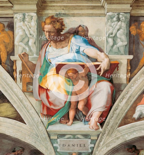 Prophets and Sibyls: Daniel (Sistine Chapel ceiling in the Vatican), 1508-1512. Creator: Buonarroti, Michelangelo (1475-1564).