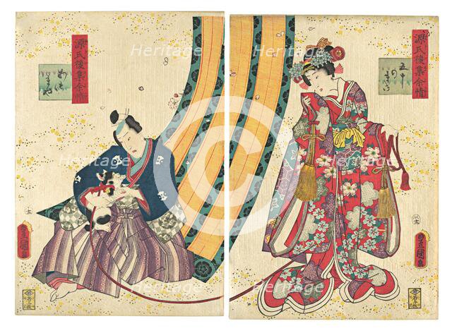 Parody of the Third Princess and Kashiwagi: “Chapter 50: A Hut in the Easter..., 1858, second month. Creator: Utagawa Kunisada.