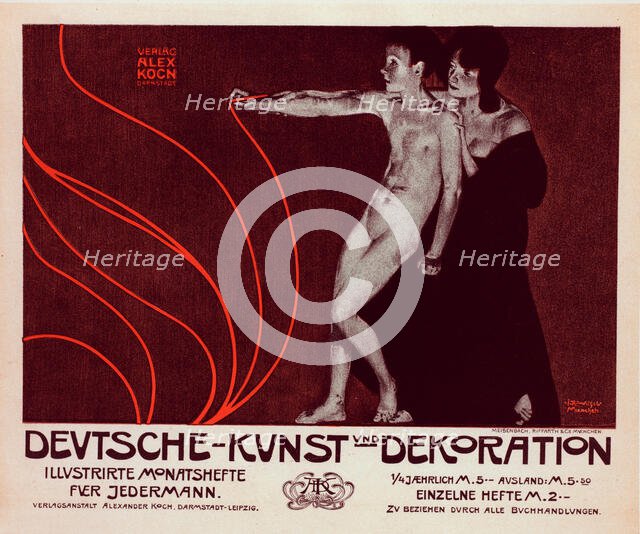 Affiche allemande pour la revue illustrée mensuelle "Deutsche-Kunst und Dekoration", c1899. Creator: Joseph Rudolf Witzel.
